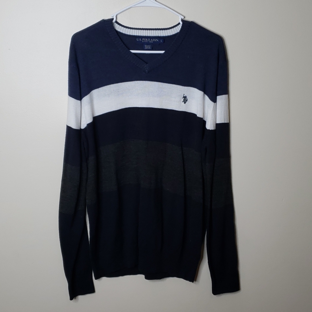 U.S. Polo Assn. Striped Sweater Size L - Picture 1 of 3